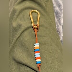 Adina Reyter - Big Bead Leather Keychain with Brass Carabiner - Multicolor